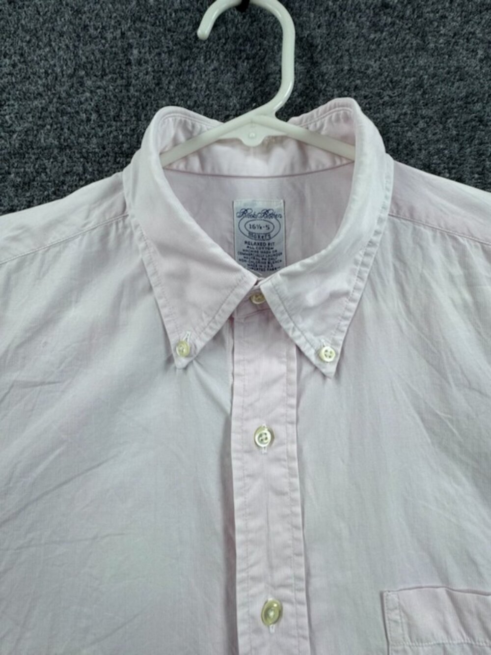 Brooks Brothers Makers Button-Down Cotton USA Pink Relaxed 16.5 5 Men Shirt